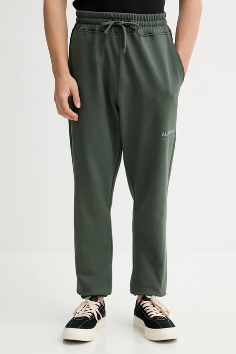 AllSaints spodnie dresowe bawełniane UNDRGRND kolor zielony gładkie M031TB