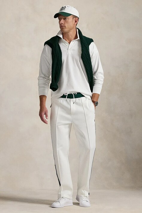 Παντελόνι φόρμας Polo Ralph Lauren ανδρικό, χρώμα: άσπρο, 710970491