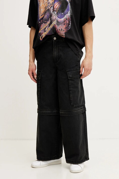 adidas Originals pantaloni de bumbac CARGO PANTS barbati, culoarea negru, cu fason cargo, JY6293