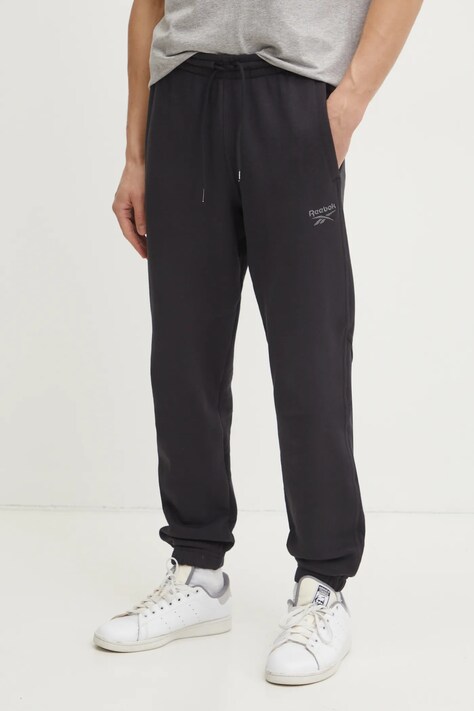 Хлопковые спортивные штаны Reebok Classic цвет чёрный однотонные 100214075
