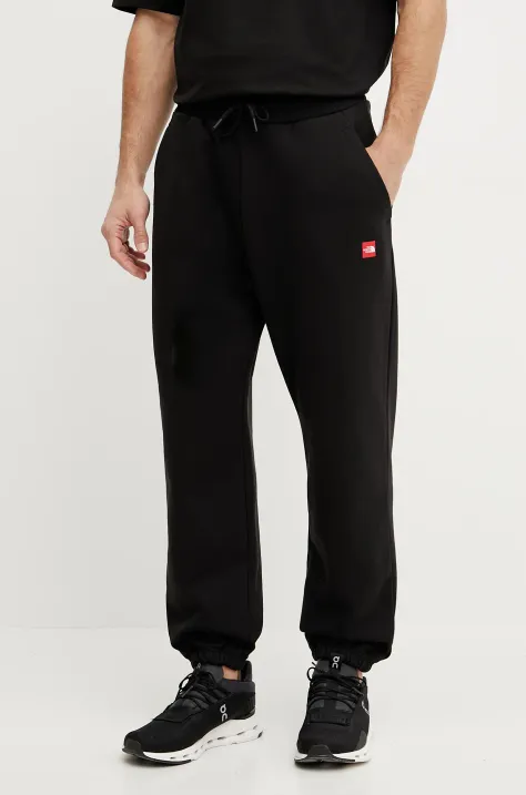 The North Face pantaloni de trening din bumbac Axys barbati, culoarea negru, neted, NF0A8C1UJK31