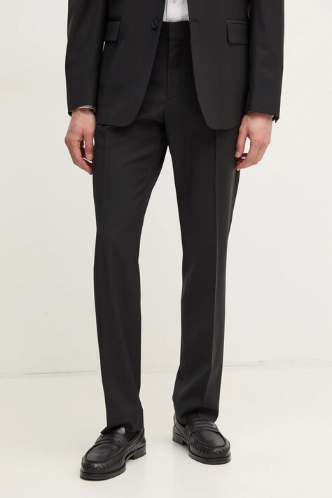 Filippa K pantaloni de lana culoarea negru, mulata, 31585