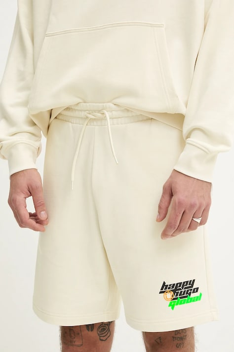 Hugo Blue pantaloni scurti din bumbac barbati, culoarea bej, 50536107