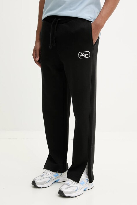 Hugo Blue pantaloni de trening din bumbac barbati, culoarea negru, neted, 50545938