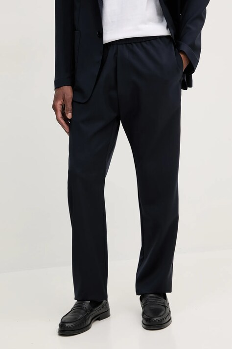 BARENA VENEZIA pantaloni de lana Camicia Mola barbati, culoarea albastru marin, cu fason chinos, PAU5082.478