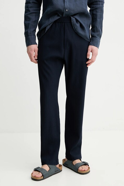 BARENA VENEZIA pantaloni de lână Camicia Mola bărbați, culoarea albastru marin, cu fason chinos, PAU5082.494
