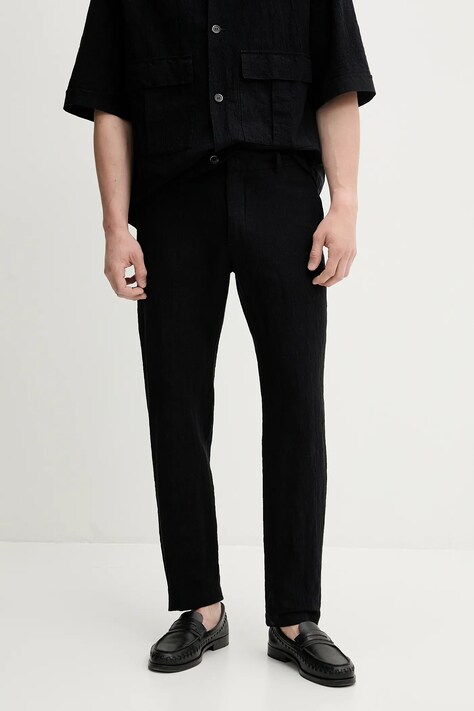 BARENA VENEZIA pantaloni din amestec de in Camicia Mola culoarea bleumarin, drept, PAU5086.2768