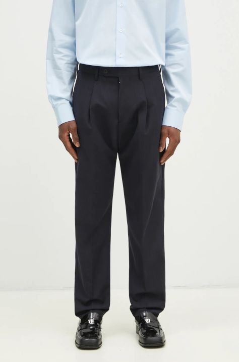 Paul Smith pantaloni din lână bărbați, culoarea bleumarin, mulata, M1R-408Z-P02571