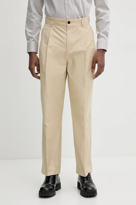 HUGO pantaloni barbati, culoarea bej, drept, 50534782