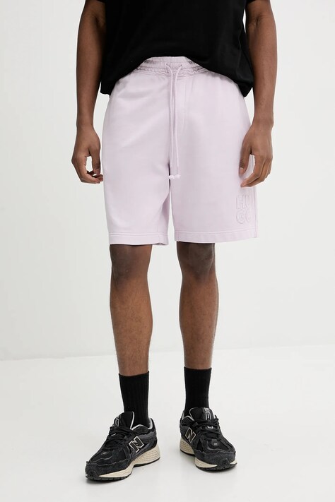 Βαμβακερό σορτσάκι HUGO χρώμα: μοβ, 50535288