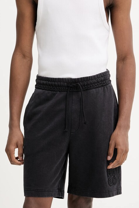 HUGO pantaloni scurți din bumbac bărbați, culoarea negru, 50535288