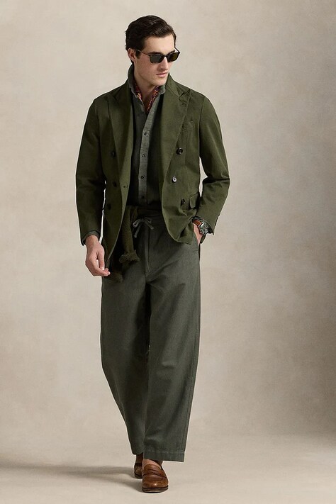 Ľanové nohavice Polo Ralph Lauren pánske, zelená farba, rovné, 710958596