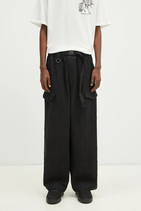 Hlače Y-3 Washed Twill Pant za muškarce, boja: crna, ravni kroj, JD3522