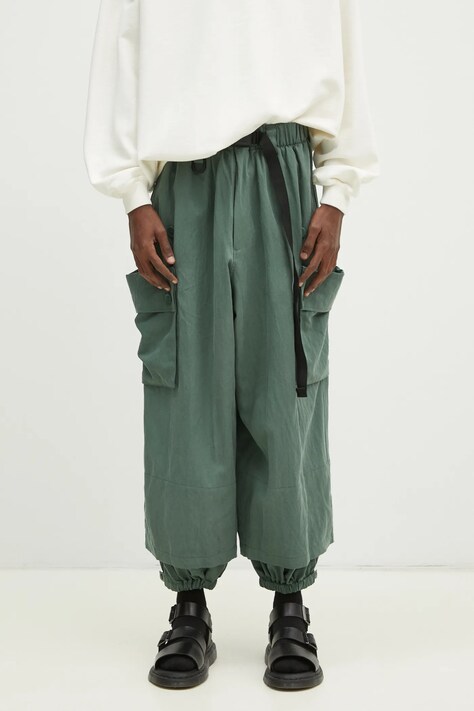 Y-3 pantaloni Washed Twill Cargo Pant barbati, culoarea verde, drept, JM3208