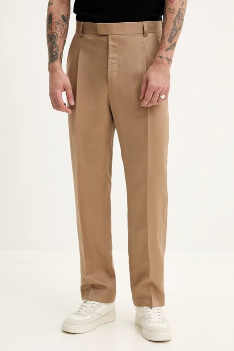 HUGO pantaloni barbati, culoarea maro, drept, 50538584