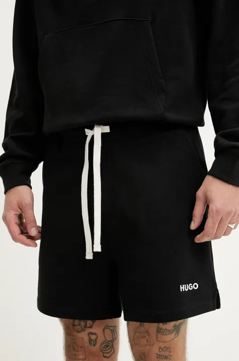 HUGO pantaloni scurti din bumbac barbati, culoarea negru, 50534677