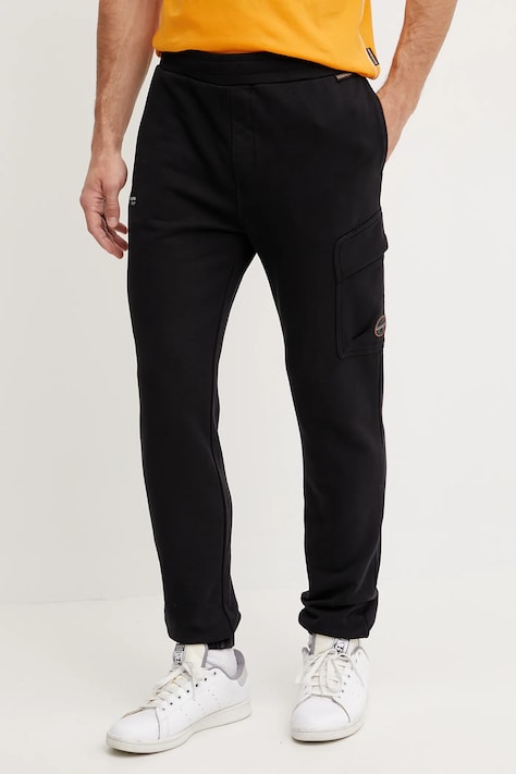 Памучен спортен панталон Napapijri M-Badge Cargo в черно с принт NP0A4IDW0411