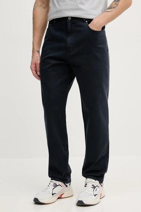 Kalhoty Barbour Washed Stretch Twill Regular Fit Trouser pánské, tmavomodrá barva, jednoduché, MTR0742
