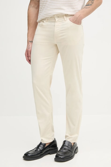 BOSS pantaloni barbati, culoarea bej, drept, 50538370