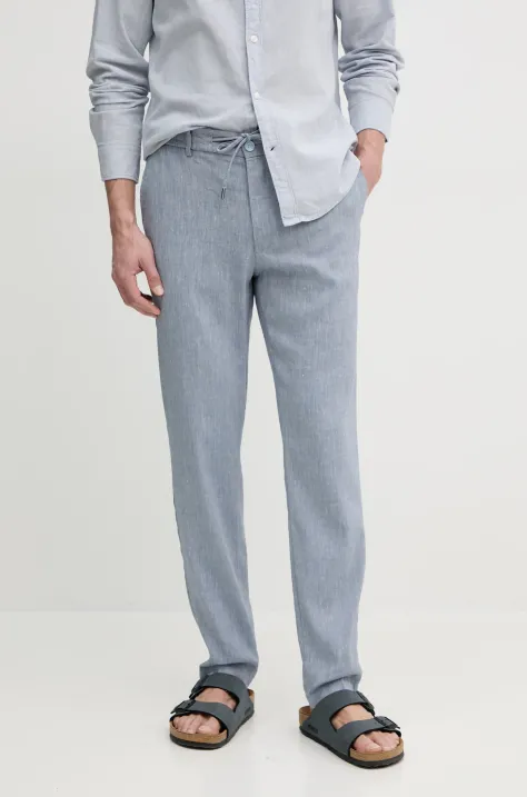 BOSS pantaloni in lino uomo colore blu 50540480