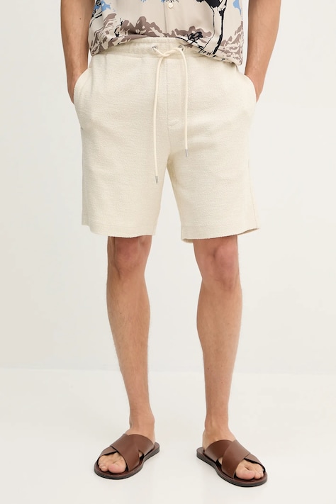 Bavlněné šortky BOSS pánské, béžová barva, 50538730