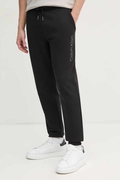 Calvin Klein pantaloni de trening din bumbac culoarea negru, cu imprimeu, K10K114254