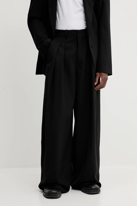 Nanushka pantaloni BORRE culoarea negru, drept, NM25SSPA12799
