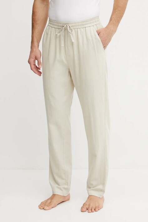 Guess pantaloni din in barbati, culoarea bej, cu fason chinos, F5GB02 WH4J0