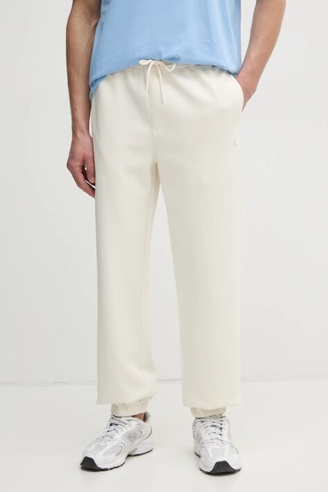 Calvin Klein Jeans pantaloni de trening culoarea bej, neted, J30J327241