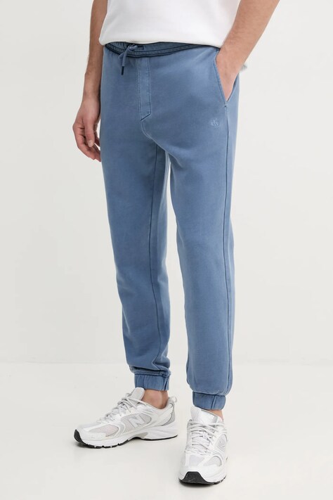 Памучен спортен панталон Calvin Klein Jeans в синьо с изчистен дизайн J30J327252