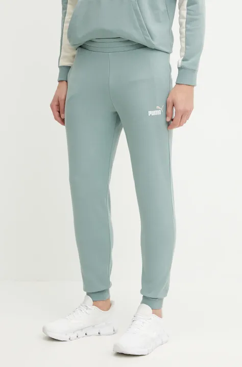 Puma pantaloni de trening barbati, culoarea verde, melanj, 684714