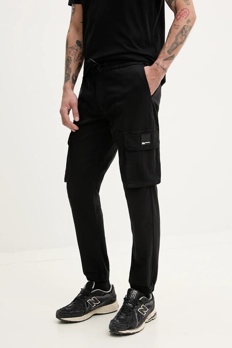 Karl Lagerfeld Jeans pantaloni bărbați, culoarea negru, cu fason cargo, A2M10163