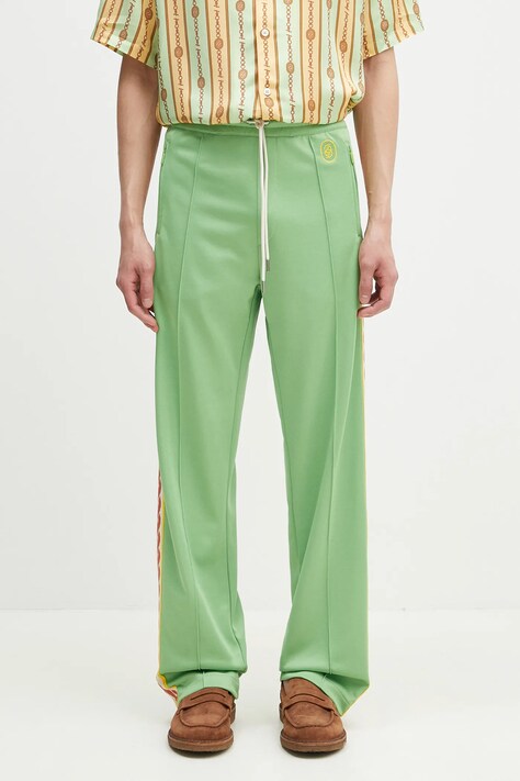 Drôle de Monsieur pantaloni de trening Le Track Pants Tresse barbati, culoarea verde, cu imprimeu, G-SP007-PL135-AV