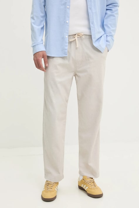 Kalhoty s příměsí lnu Hollister Co. béžová barva, KI330-5015