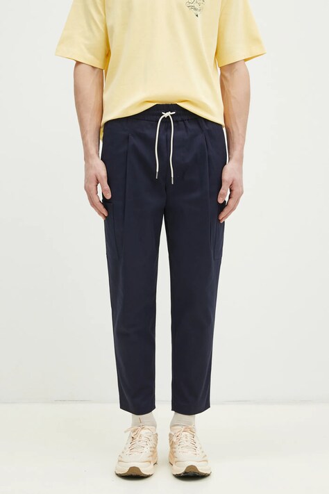 Kalhoty Drôle de Monsieur Le Pantalon Cropped Cargo pánské, tmavomodrá barva, jednoduché, F-BP153-CO106-NY