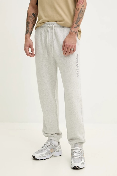 Abercrombie & Fitch pantaloni de trening barbati, culoarea gri, melanj, KI176-5140
