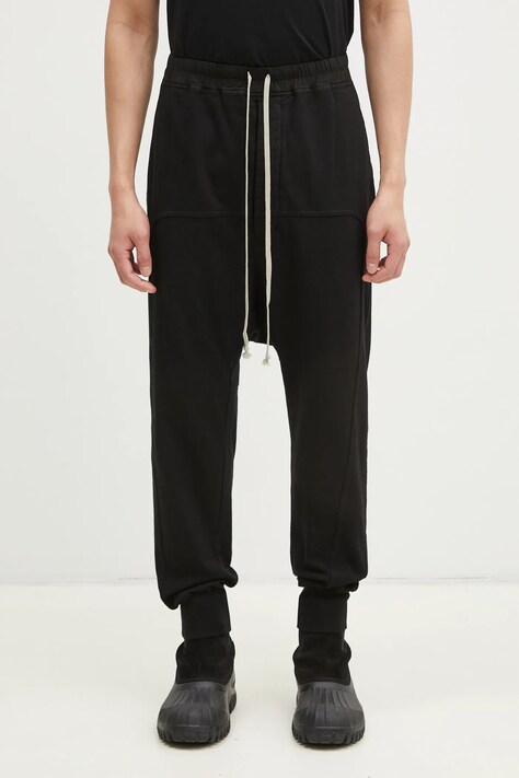 Хлопковые спортивные штаны Rick Owens Prisoner Drawstring цвет чёрный однотонные DU01E3395.RIG
