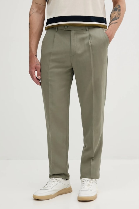 Kalhoty s příměsí lnu Marciano Guess MAX pánské, zelená barva, 5GHB17 2310Z