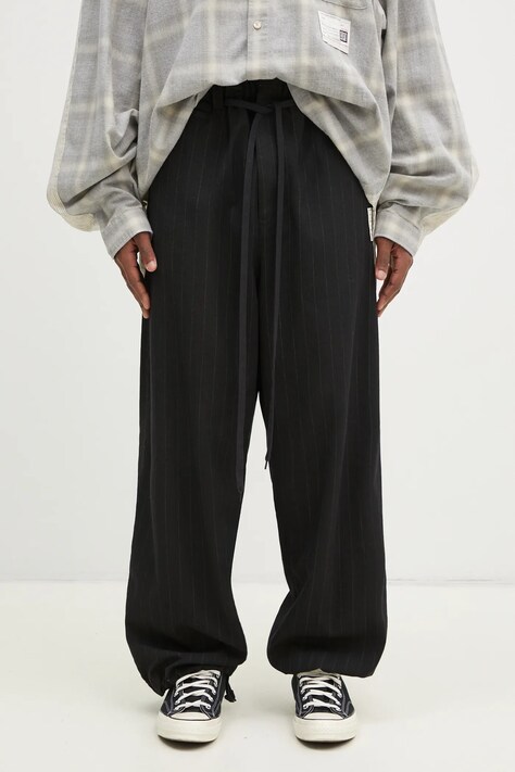 Maison MIHARA YASUHIRO pantaloni de lana Wide Trousers culoarea negru, A14PT032