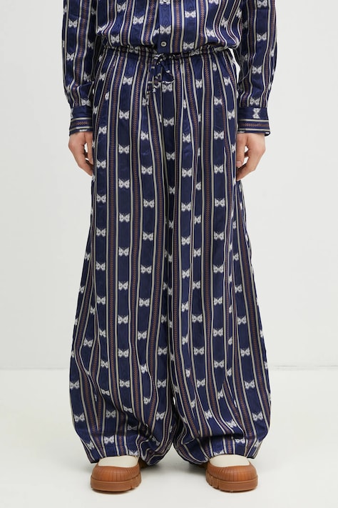 Needles pantaloni H.D. - Papillon Stripe uomo colore blu navy QV107