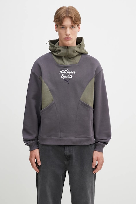 Puma bluza bawełniana PUMA x KIDSUPER Pants męska kolor szary z kapturem gładka 630932