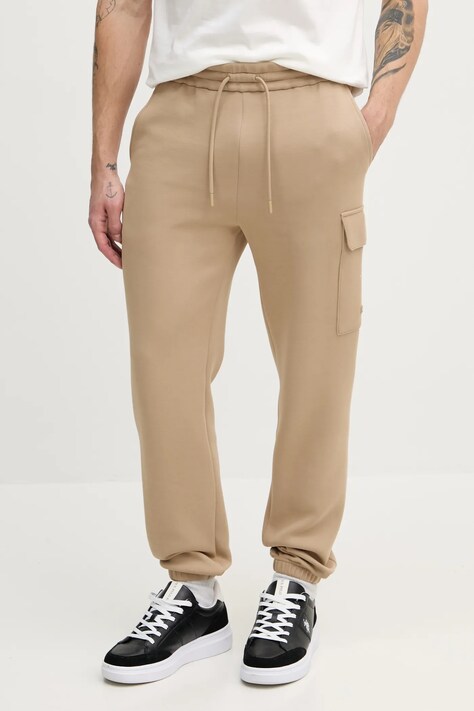 MACKAGE pantaloni de trening barbati, culoarea verde, neted, MARVIN.R