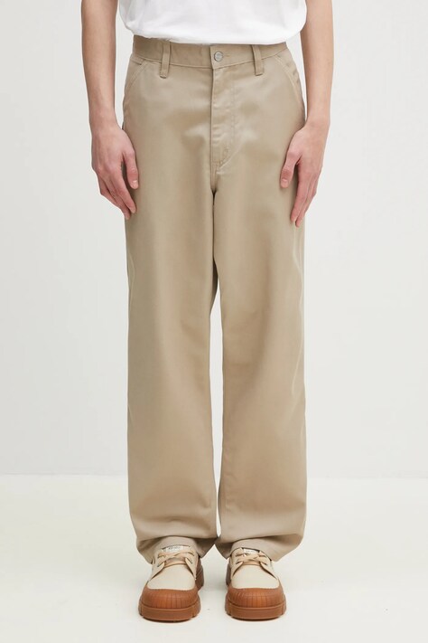 Carhartt WIP pantaloni Simple Pant barbati, culoarea bej, drept, I034907.G102