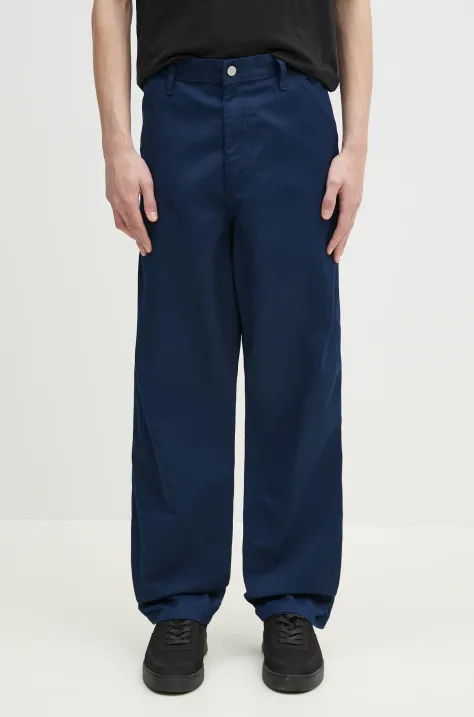 Carhartt WIP pantaloni Simple Pant barbati, culoarea albastru marin, drept, I034907.E702