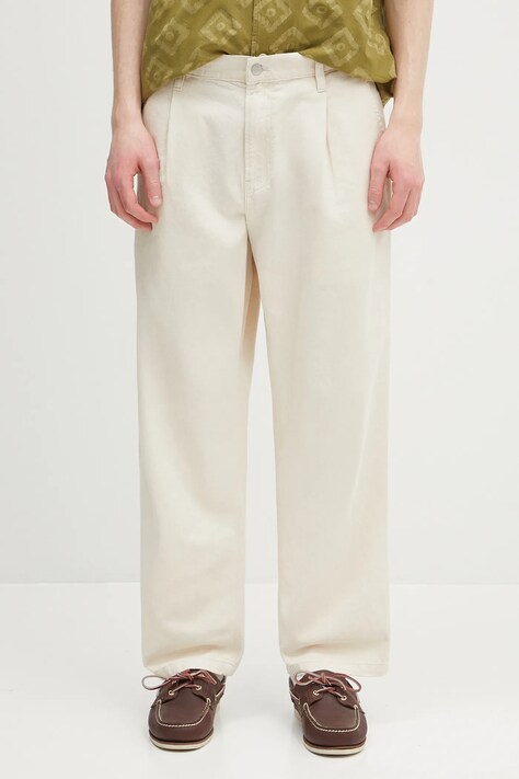 Carhartt WIP pantaloni de bumbac Albert Pant culoarea bej, cu fason chinos, I034804.502