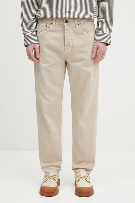 Бавовняні штани Carhartt WIP Newel Pant колір бежевий прямі I033123.2LP4J