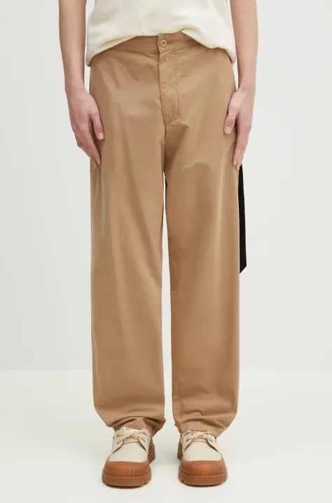 Carhartt WIP spodnie bawełniane Calder Pant męskie kolor beżowy proste I033128.8YGD