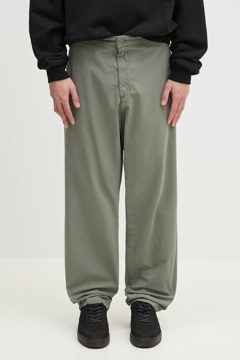 Carhartt WIP pantaloni de bumbac Calder Pant barbati, culoarea verde, drept, I033128.1YFGD