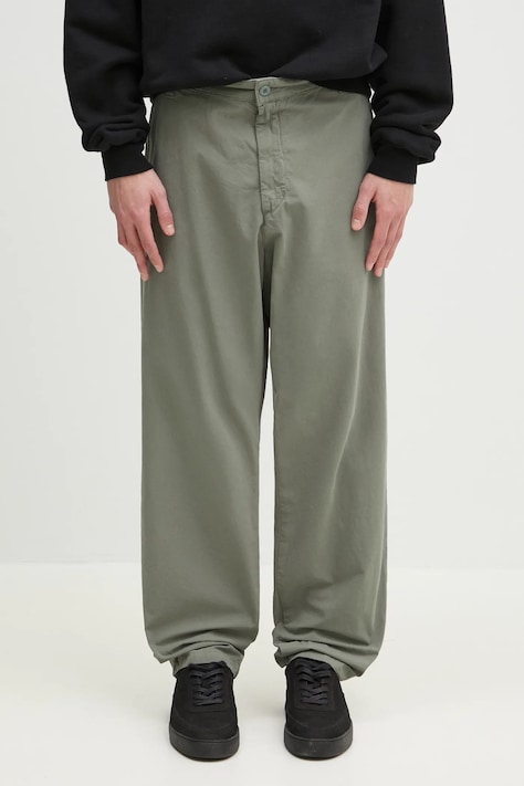 Carhartt WIP pantaloni de bumbac Calder Pant barbati, culoarea verde, drept, I033128.1YFGD