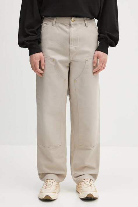 Бавовняні штани Carhartt WIP Double Knee Pant колір бежевий прямі I034796.2OR4O
